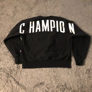 🔥🔥Champion Sweater Y2K Reverse Weave CrewNeck Black